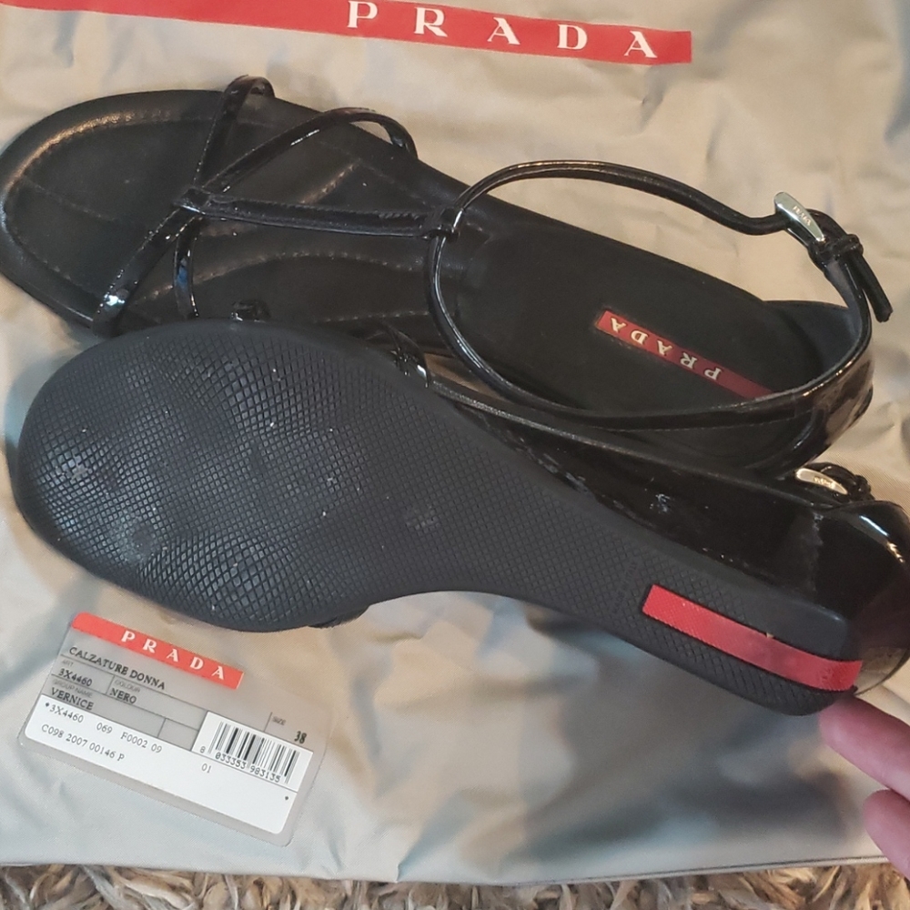 ⚡️SALE⚡️PRADA CALZATURE DONNA STRAPPY SANDALS SZ 38 - Picture 6 of 8
